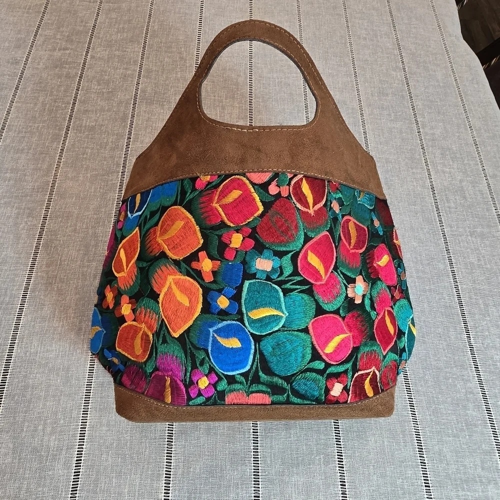 Mexican Embroidered Tote Bag Shoulder Bag Handmade